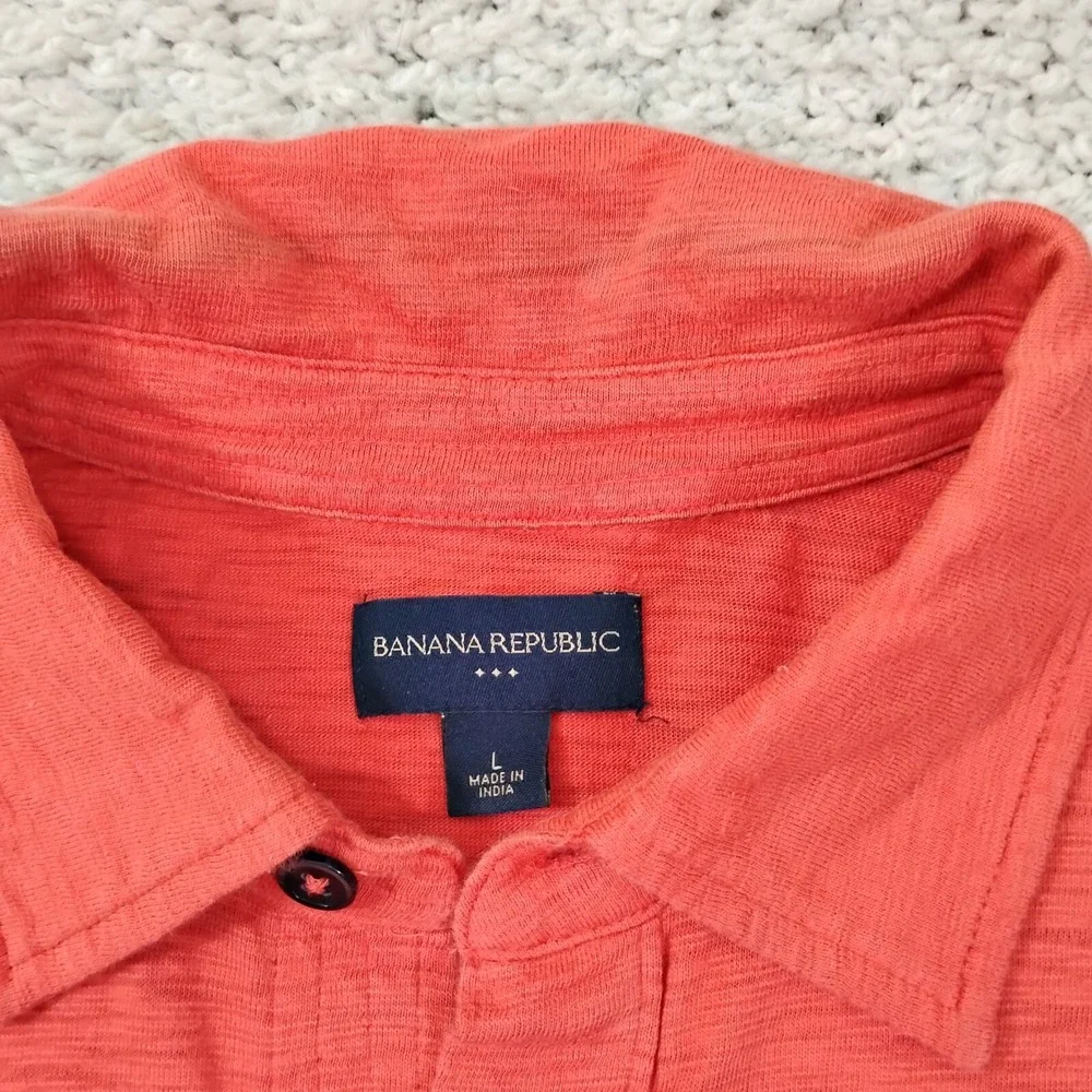 Banana Republic Shirt Mens Large Orange Polo Hiking Outdoor Double Pocket Camp